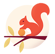 Afbeelding van een geïllustreerde eekhorn.